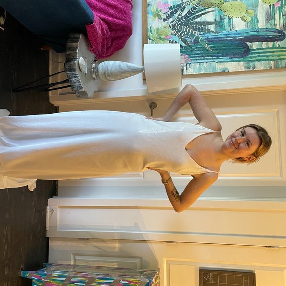 Claire La Faye Slow Burn White Sequin Gown - Picture 3 of 8